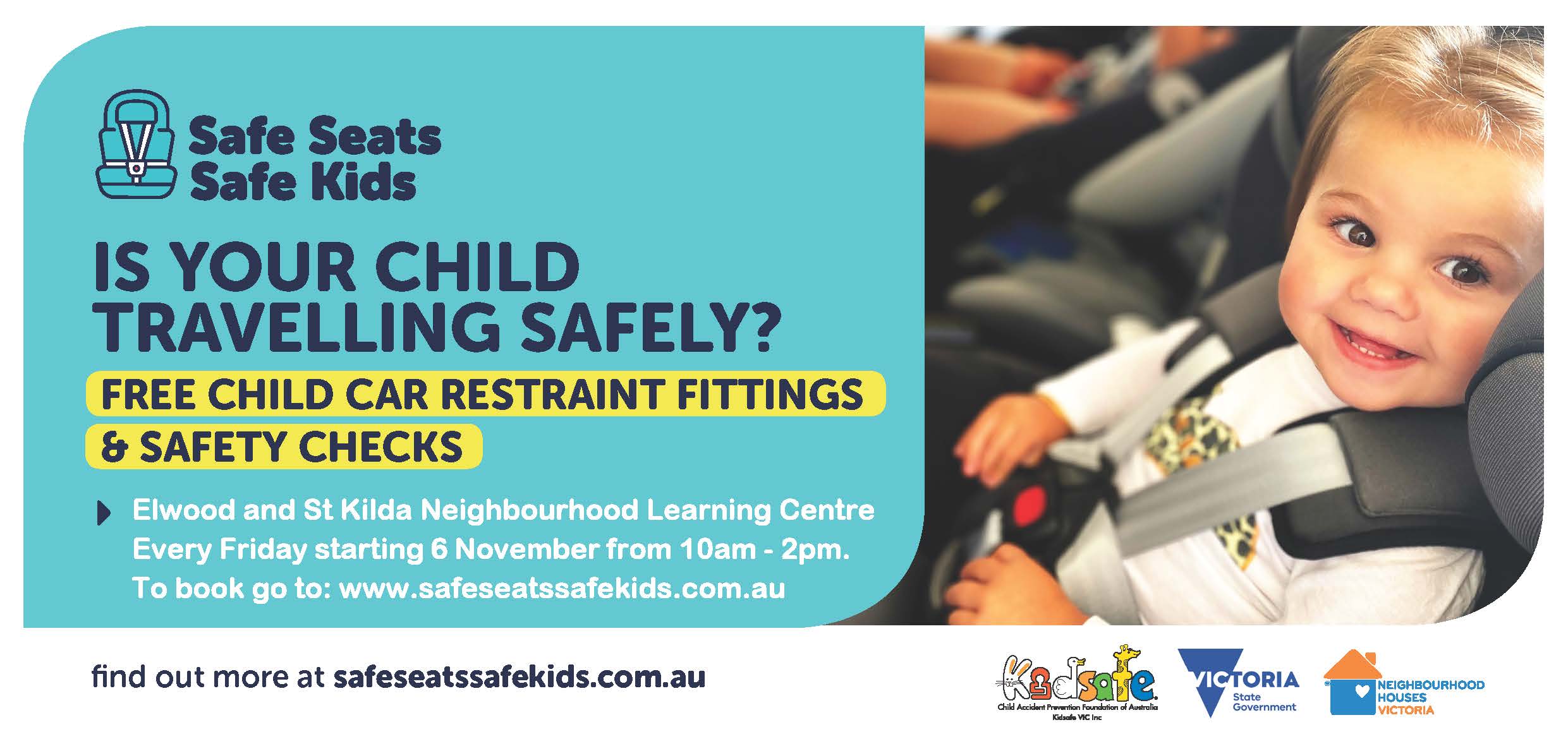 New free child car restraint checks Elwood + St Kilda Neighbourhood